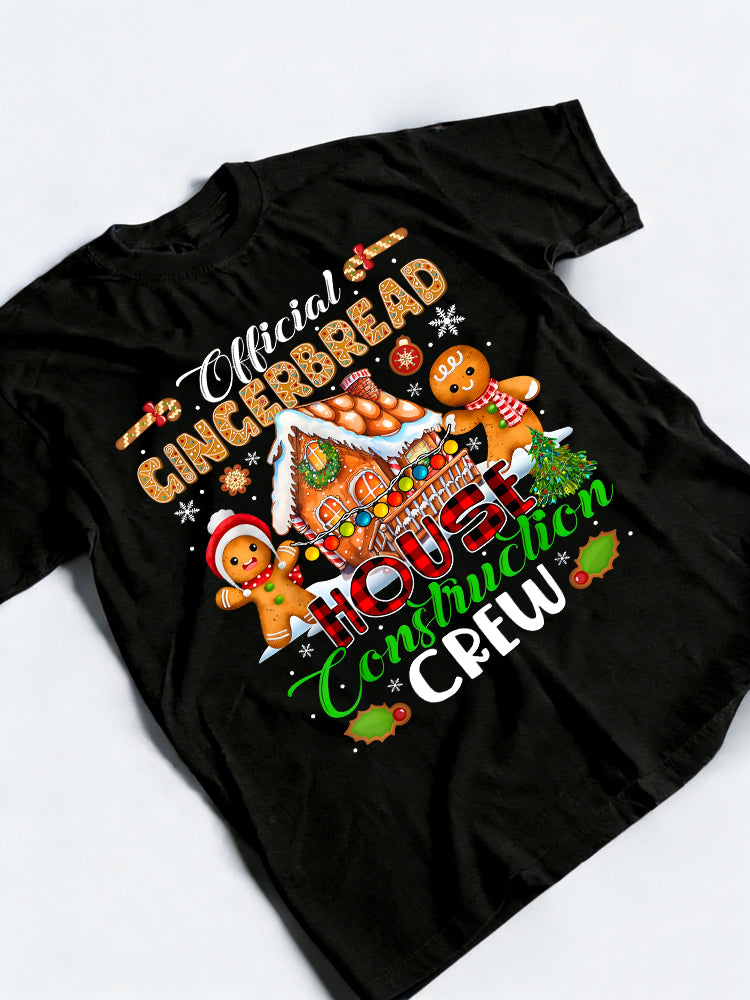 Official Gingerbread House Construction Crew Xmas Cookies Christmas Gift T-shirt