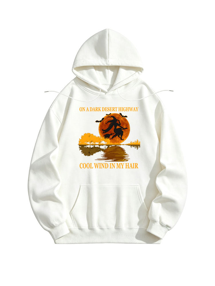 On A Dark Desert Highway Spooky Season Witch Trick-or-Treat Halloween Vibe Hoodie