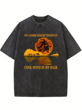 On A Dark Desert Highway Spooky Season Witch Trick-or-Treat Halloween Vibe Washed T-shirt