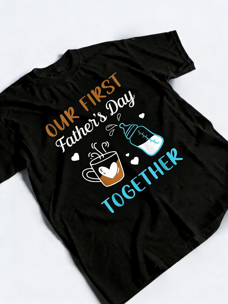 Our First Father's Day Together Milk And Coffee Father's Day Gift T-Shirt