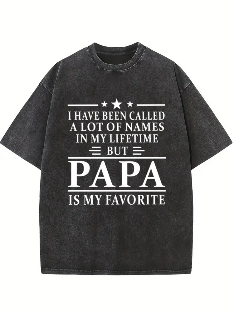 Papa Is My Favorite Name Father's Day Gift Washed T-shirt