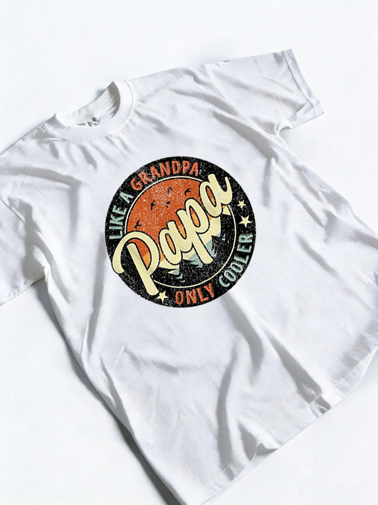 Papa Like A Grandpa Only Cooler Vintage Retro Happy Father‘s Day Gift T-Shirt