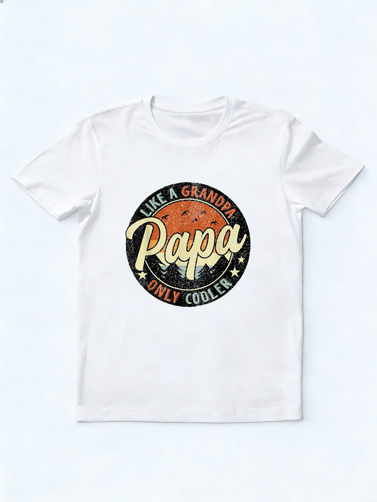 Papa Like A Grandpa Only Cooler Vintage Retro Happy Father‘s Day Gift T-Shirt