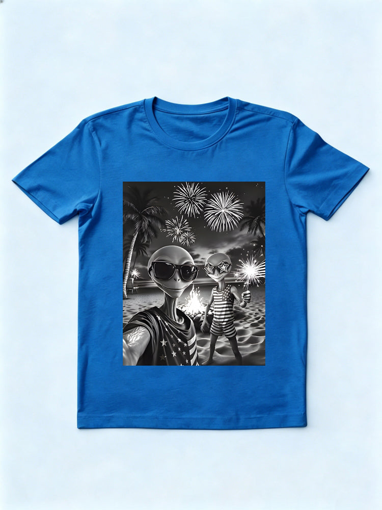 Patriotic Alien UFO 4th Of July Gift T-Shirt