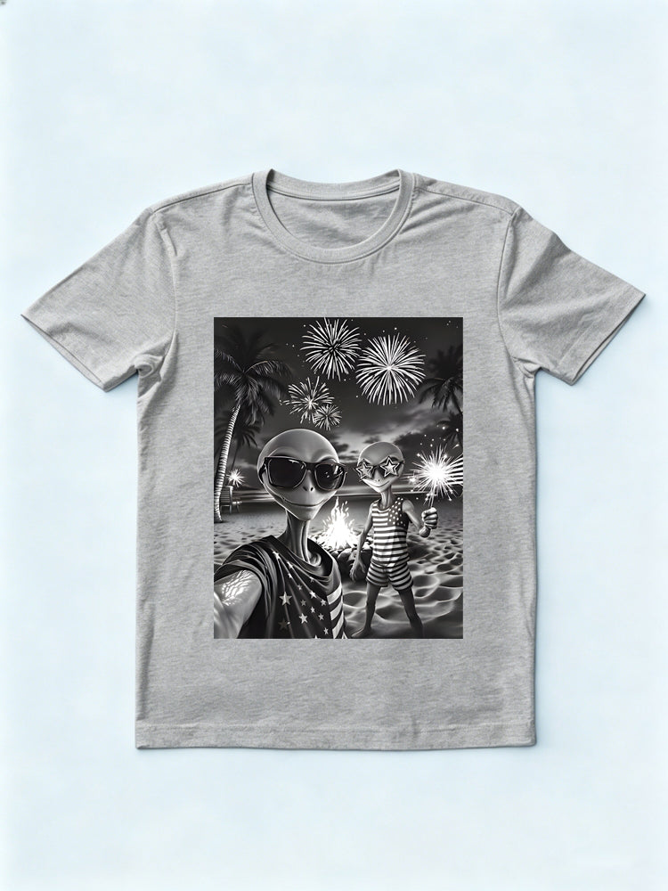 Patriotic Alien UFO 4th Of July Gift T-Shirt