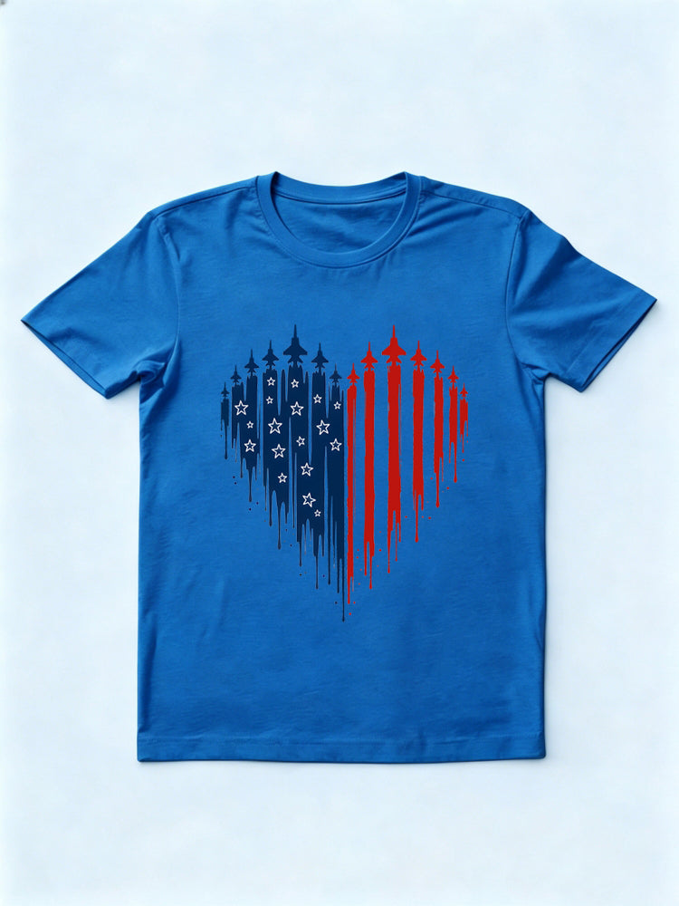 Patriotic American Flag Heart 4th of July Gift T-shirt