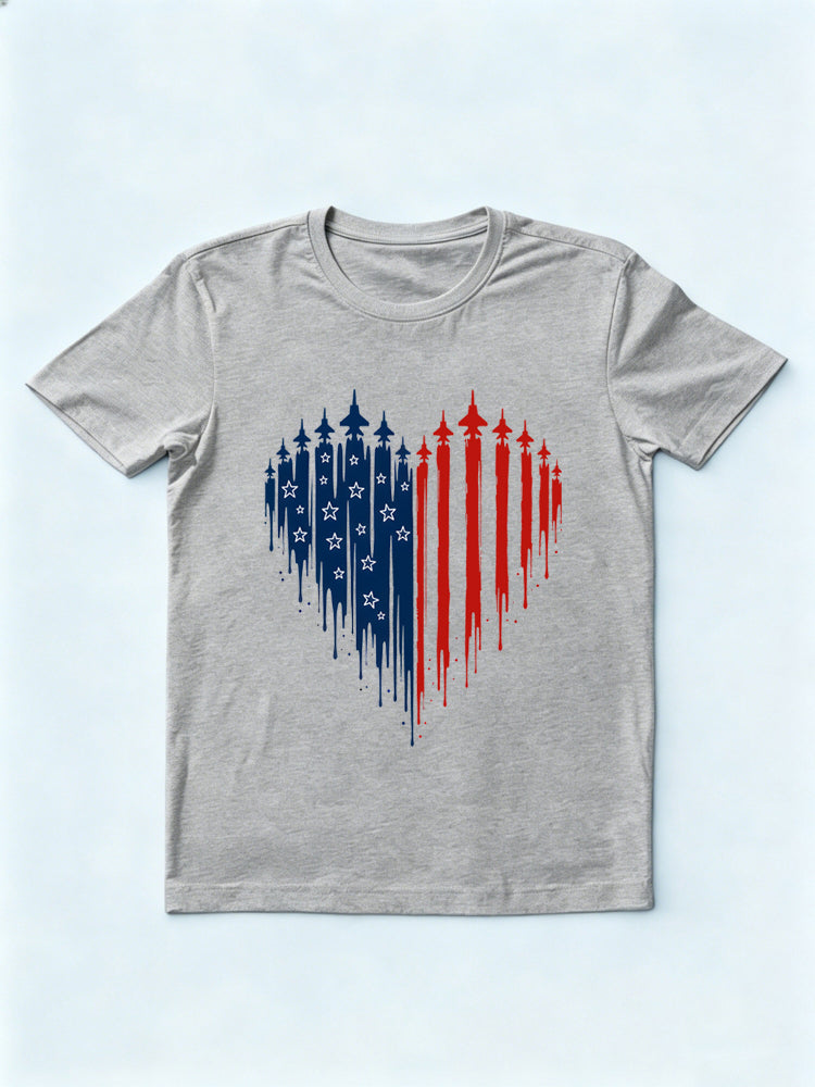 Patriotic American Flag Heart 4th of July Gift T-shirt