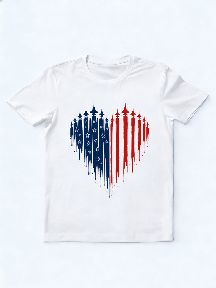 Patriotic American Flag Heart 4th of July Gift T-shirt