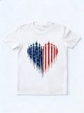 Patriotic American Flag Heart 4th of July Gift T-shirt