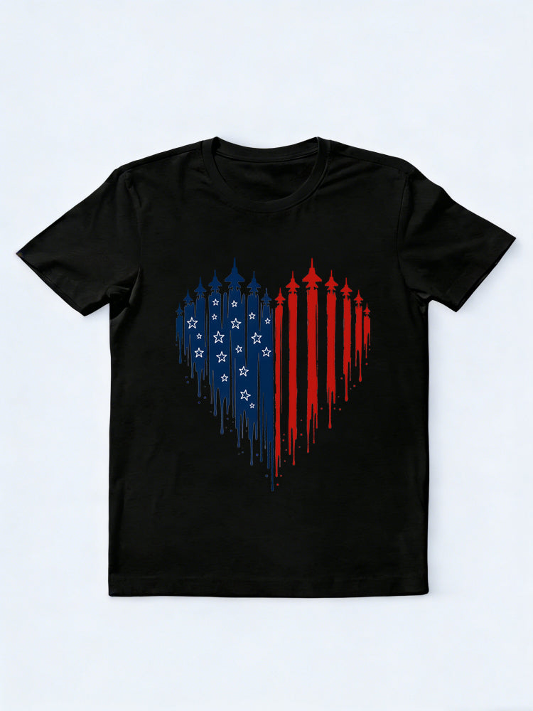 Patriotic American Flag Heart 4th of July Gift T-shirt