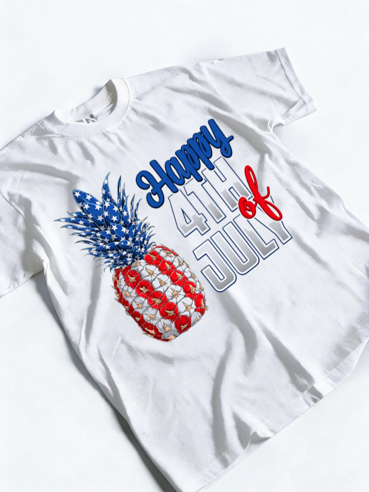 Pineapple Fruit Cool American US Flag 4th of July Gift T-Shirt
