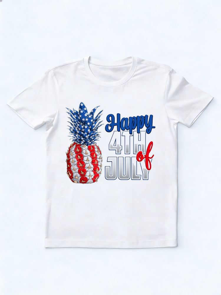 Pineapple Fruit Cool American US Flag 4th of July Gift T-Shirt