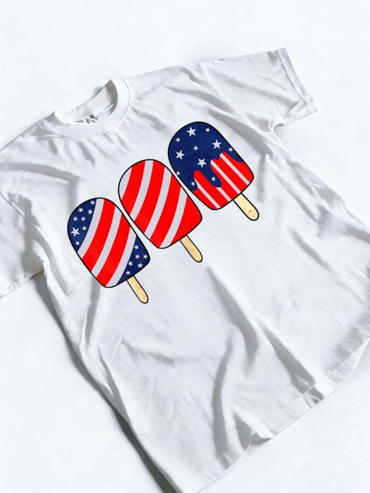 Popsicle Red White Blue American Flag Patriotic 4th Of July Gift T-Shirt