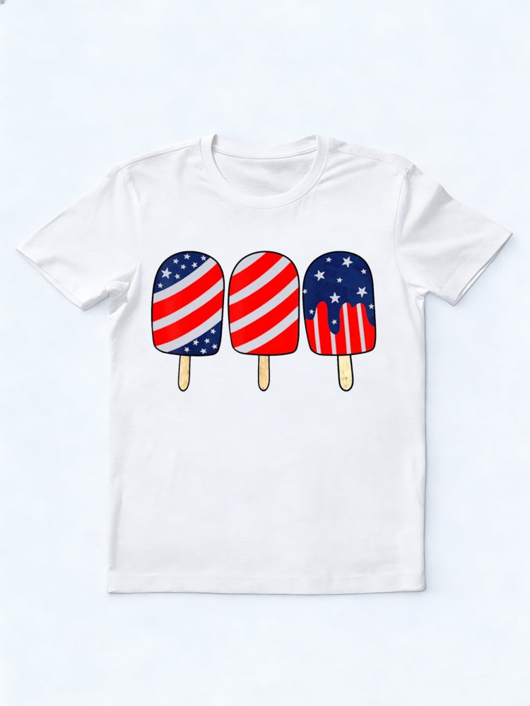 Popsicle Red White Blue American Flag Patriotic 4th Of July Gift T-Shirt