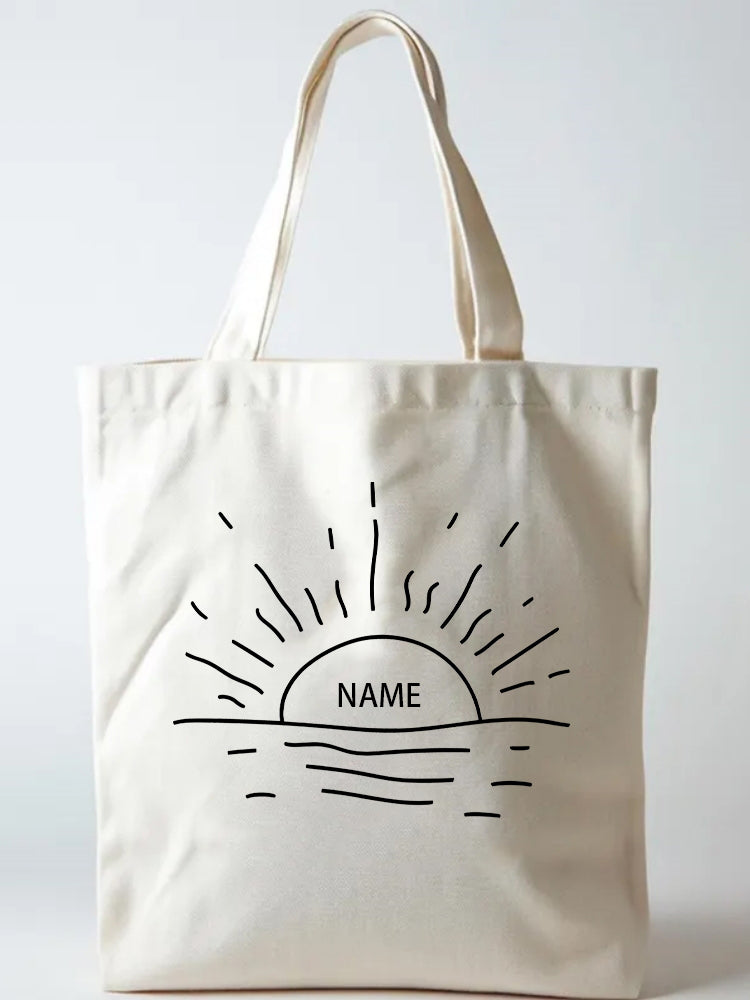 Mail for Personalized Design Positive Vibes Sun Back to School Gift Canvas Tote Bag