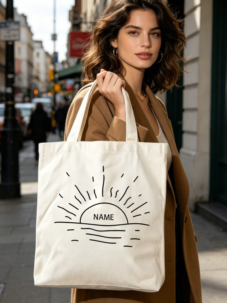 Mail for Personalized Design Positive Vibes Sun Back to School Gift Canvas Tote Bag