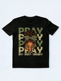 Pray On It Pray Over It Black Woman Afro Christian Saying Easter Gift T-Shirt