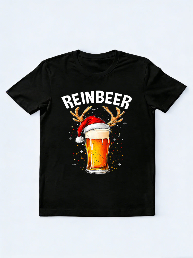 Reinbeer Winedeer Santa Hat Reindeer Christmas Gift T-shirt