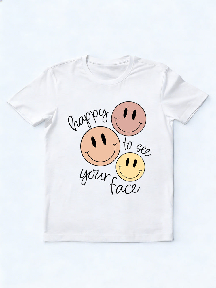 Retro Happy To See Your Face Back to School Tee