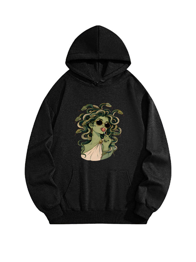 Retro Medusa Lollipop Spooky Season Halloween Vibe Hoodie
