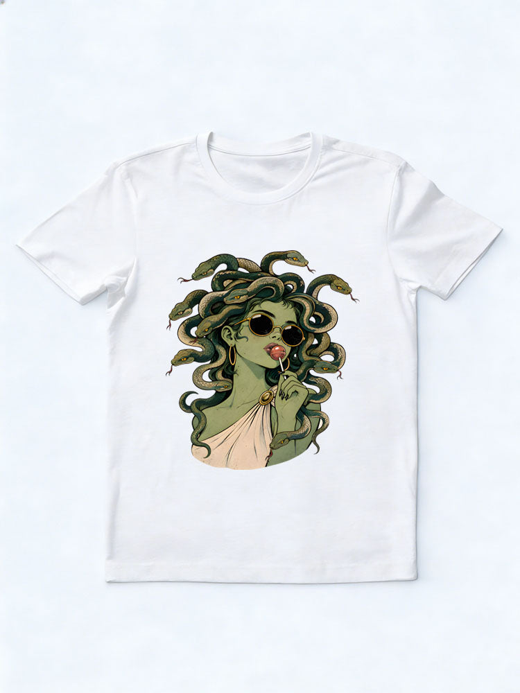 Retro Medusa Lollipop Spooky Season Halloween Vibe T-shirt