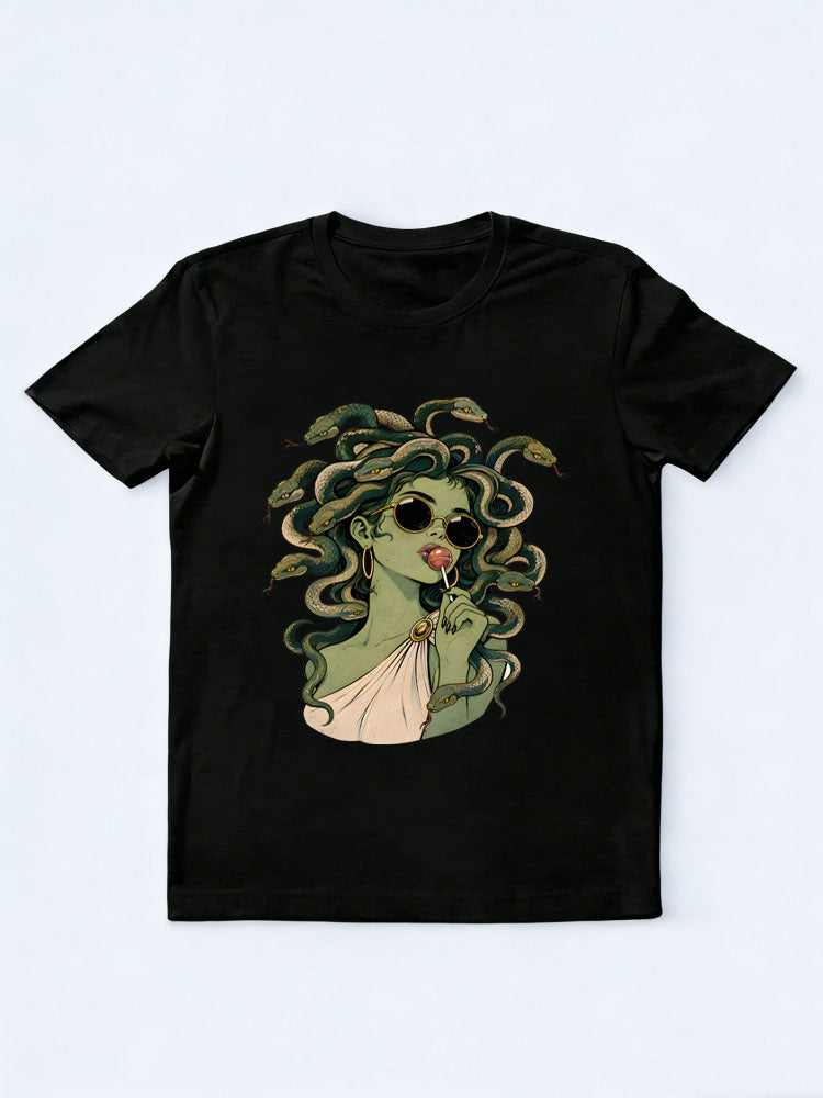 Retro Medusa Lollipop Spooky Season Halloween Vibe T-shirt