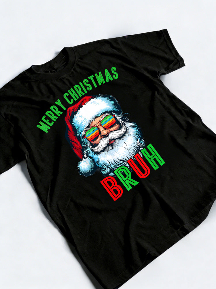 Retro Santa Bruh Family Christmas Gift T-shirt