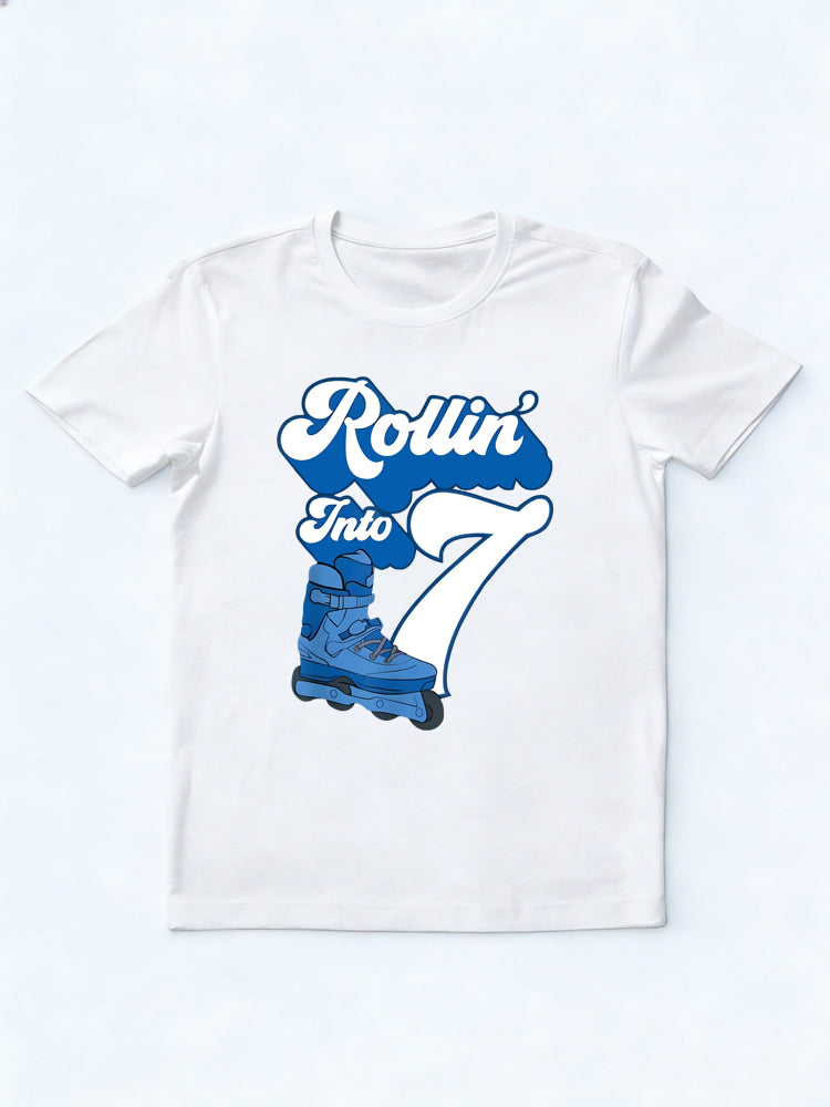 Rollin' Into Roller Skating 7th Birthday Gift T-shirt