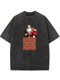 Santa Killer Is Coming Spooky Season Halloween& Christmas Vibe Washed T-shirt