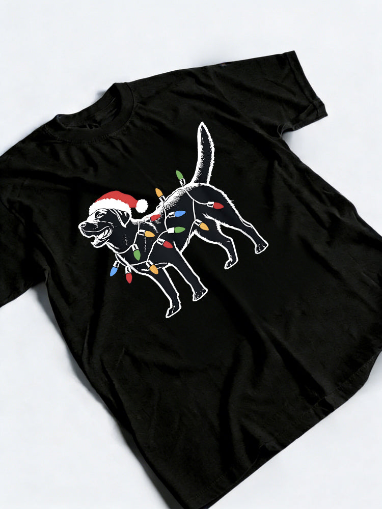 Santa Labrador Retriever Lights Dog Lover Christmas Gift T-shirt