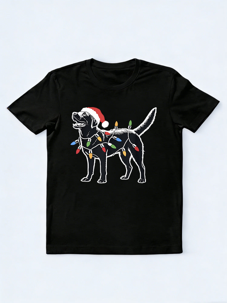 Santa Labrador Retriever Lights Dog Lover Christmas Gift T-shirt