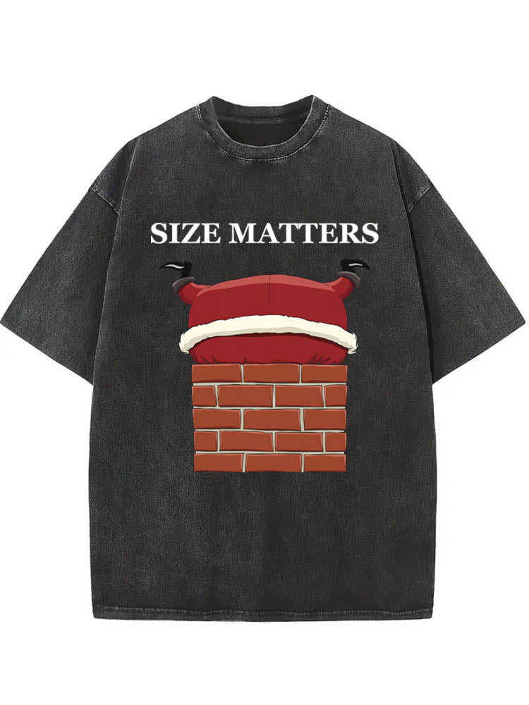 Santa Size Matters Funny Christmas Washed T-shirt