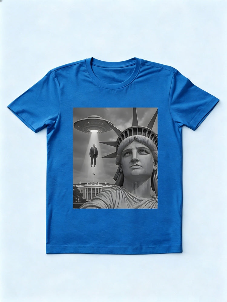 Selfie Abduction Alien Statue of Liberty 4th of July Gift T-Shirt