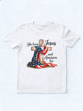 She Loves Jesus and America Too Family 4th of July T-shirt