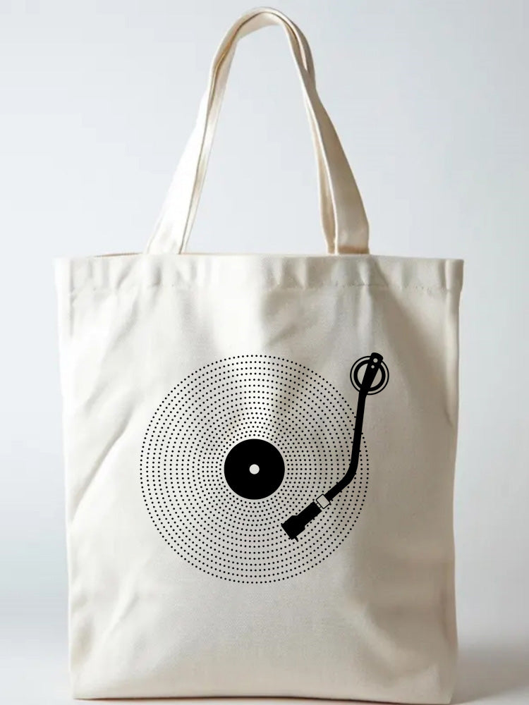 Simple Record Music Lover Back to School Gift Canvas Tote Bag