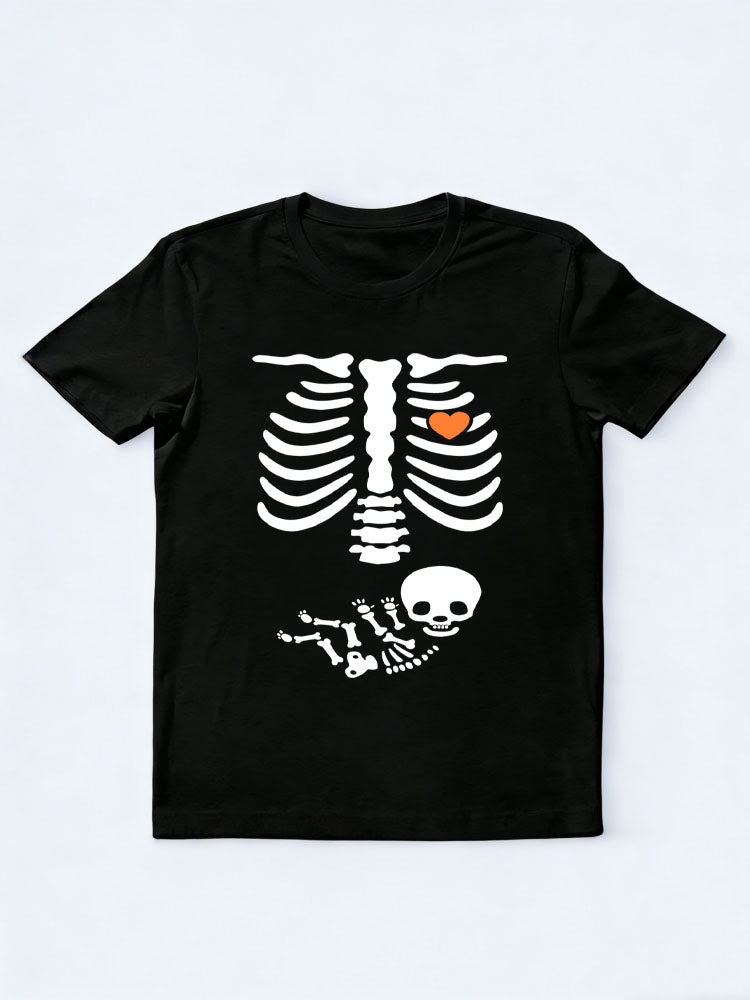 Skeleton Maternity Pregnancy Announcement Halloween T-shirt