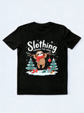 Sloth Slothing Through Snow Christmas Gift T-shirt
