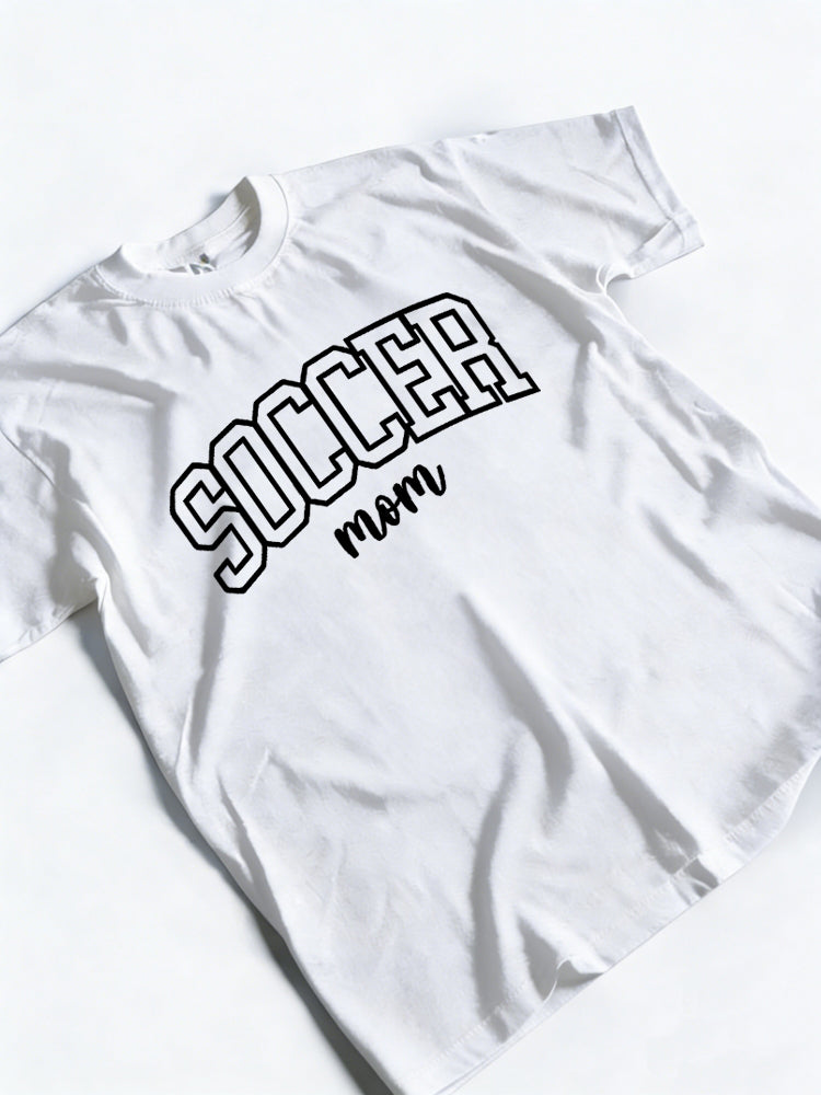 Soccer Mom Letters Printed Mother's Day Gift T-Shirt