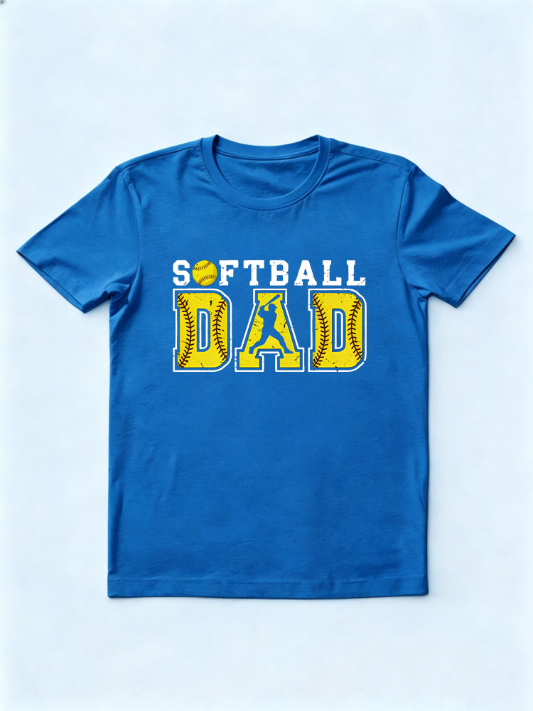 Softball Dad Printed Father's Day Gift T-shirt
