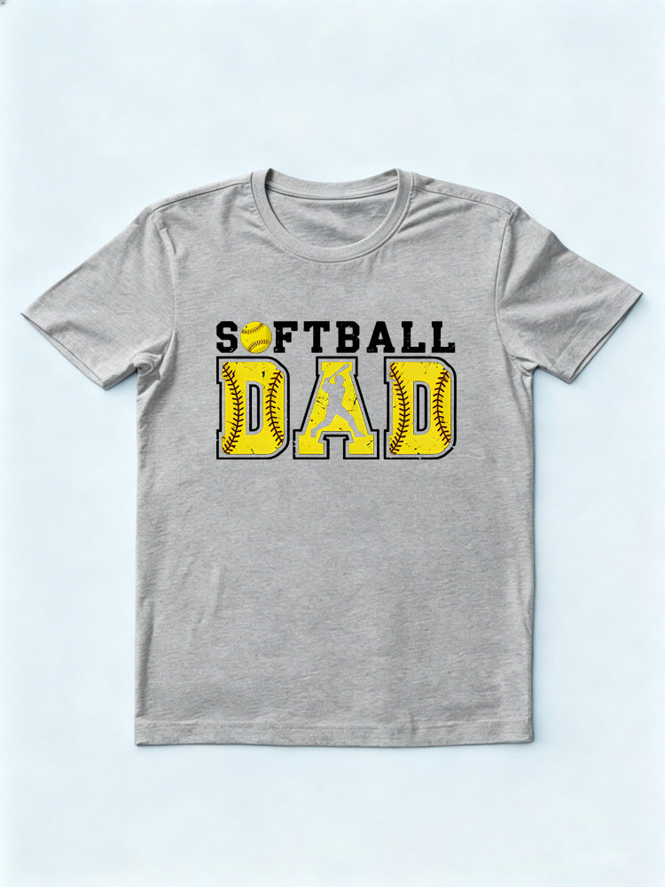 Softball Dad Printed Father's Day Gift T-shirt