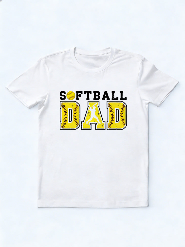 Softball Dad Printed Father's Day Gift T-shirt