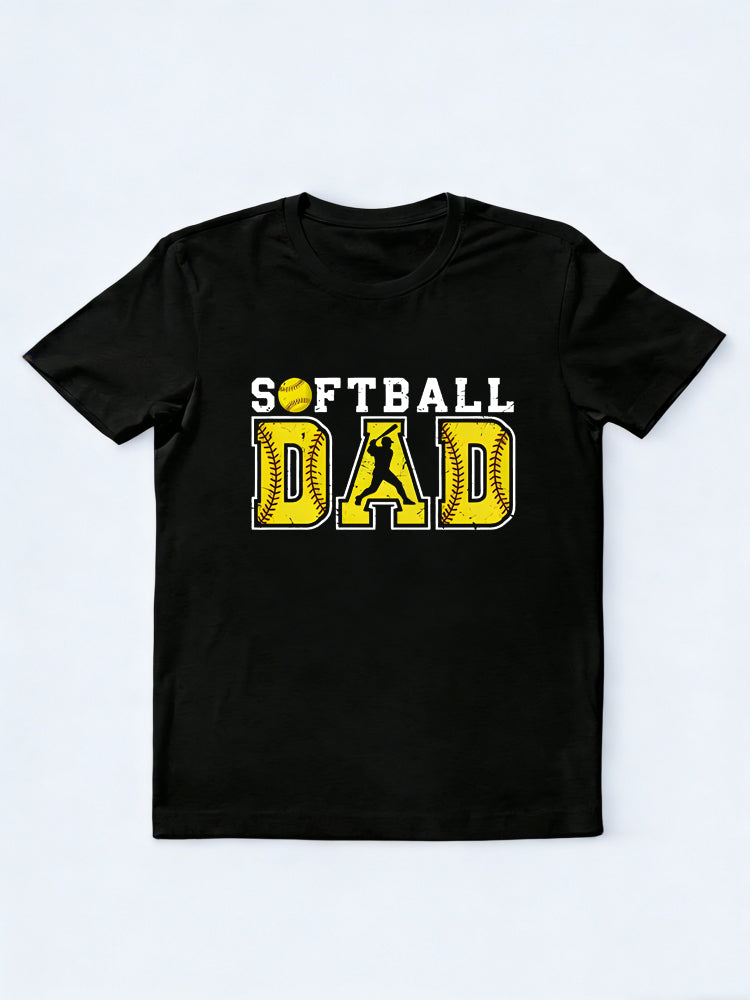 Softball Dad Printed Father's Day Gift T-shirt