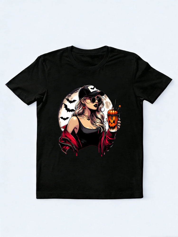 Spooky Girl Halloween Pumpkin Vibe T-shirt