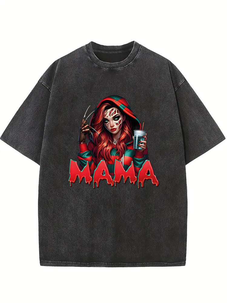 Spooky Season Scary Mama Skiller Halloween Vibe Washed T-shirt