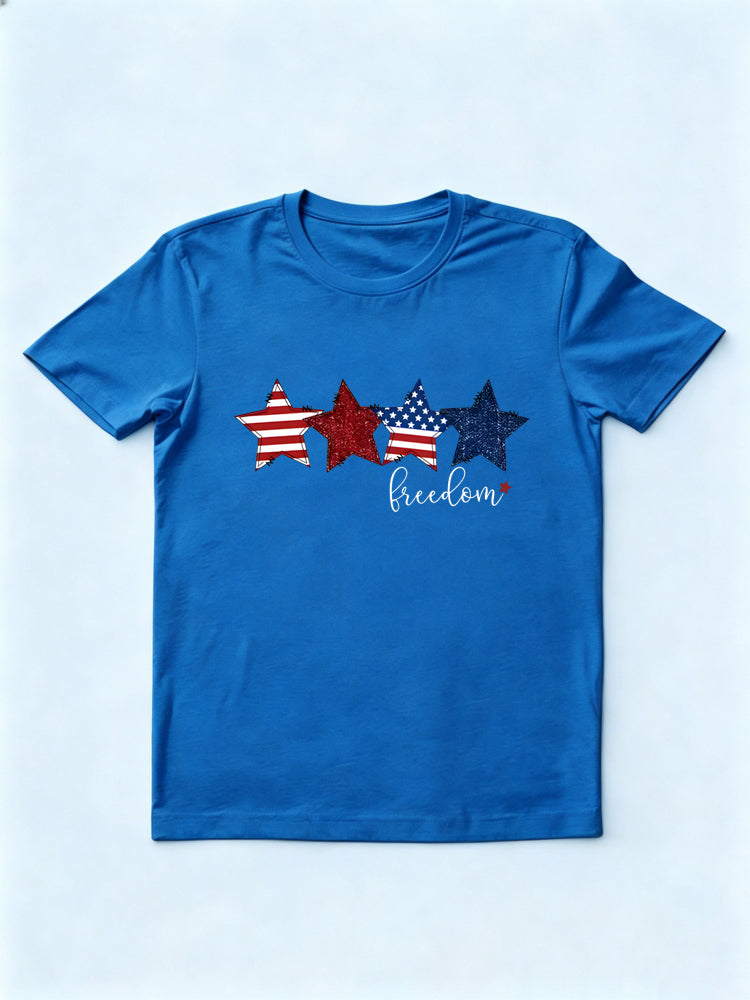 Star Glitter Freedom Patriotic 4th of July Gift T-shirt