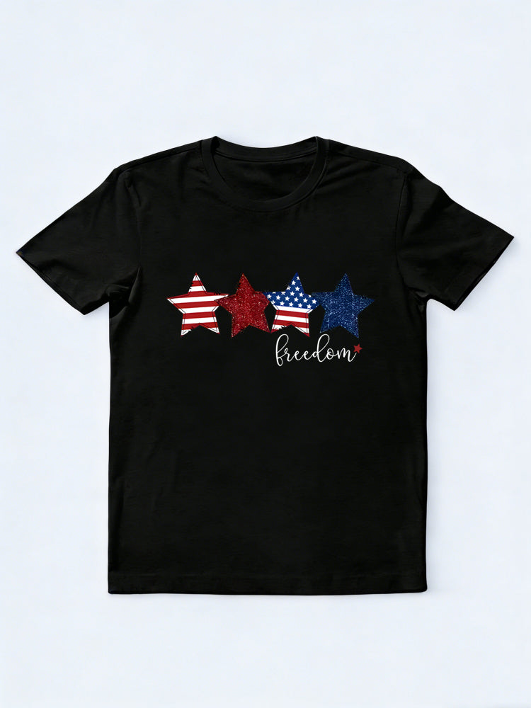Star Glitter Freedom Patriotic 4th of July Gift T-shirt