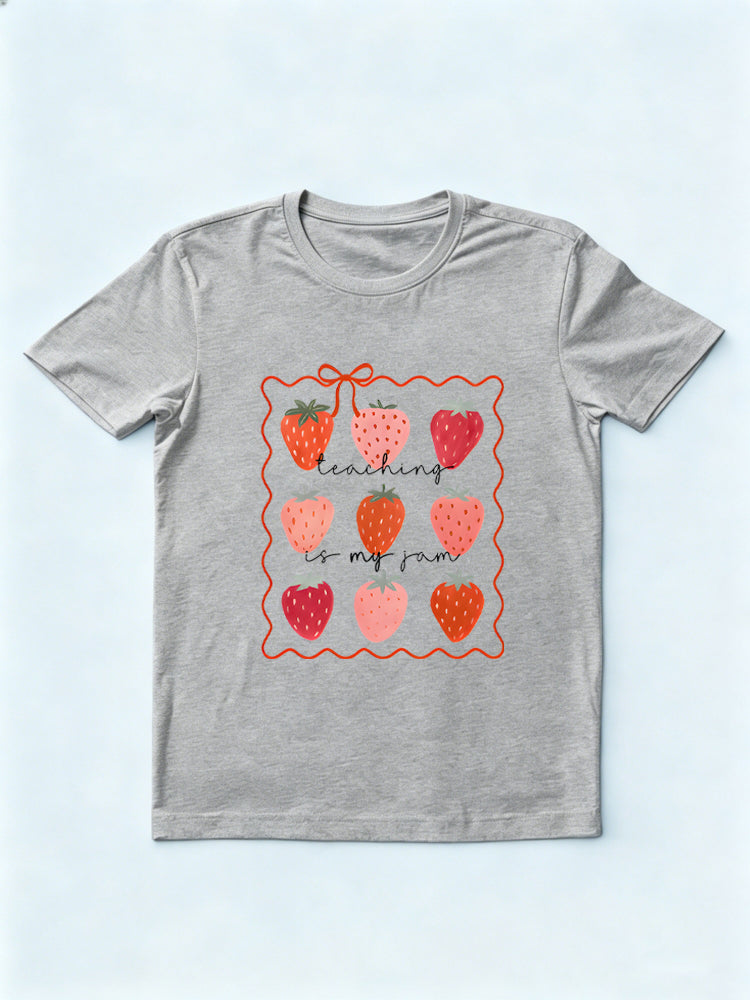 Strawberry Teaching Is My Jam Back to School Gift T-shirt