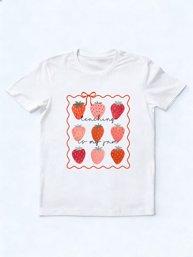 Strawberry Teaching Is My Jam Back to School Gift T-shirt