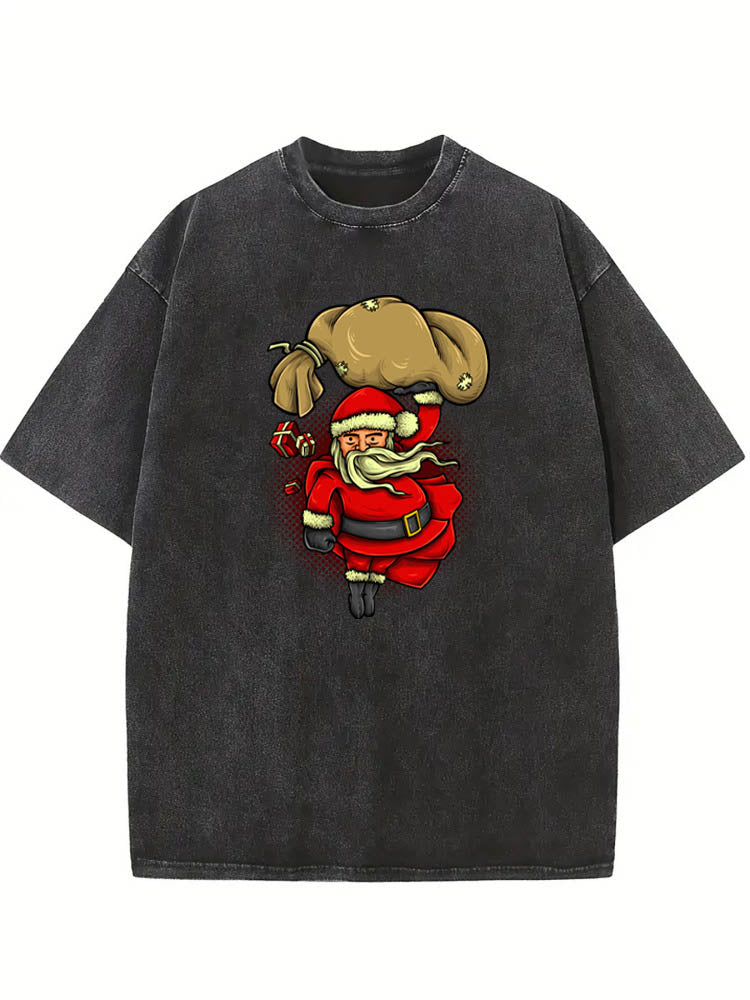 Super Santa Merry Christmas Vibe Washed T-shirt