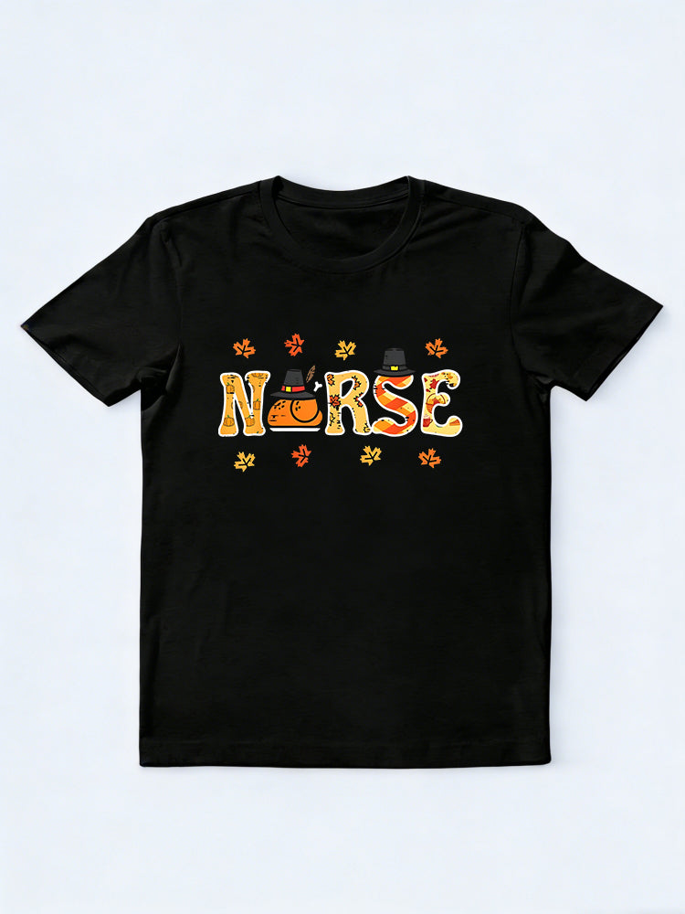 Thanksgiving Nurse Turkey Day Retro Fall Scrub RN Thanksgiving Gift T-Shirt